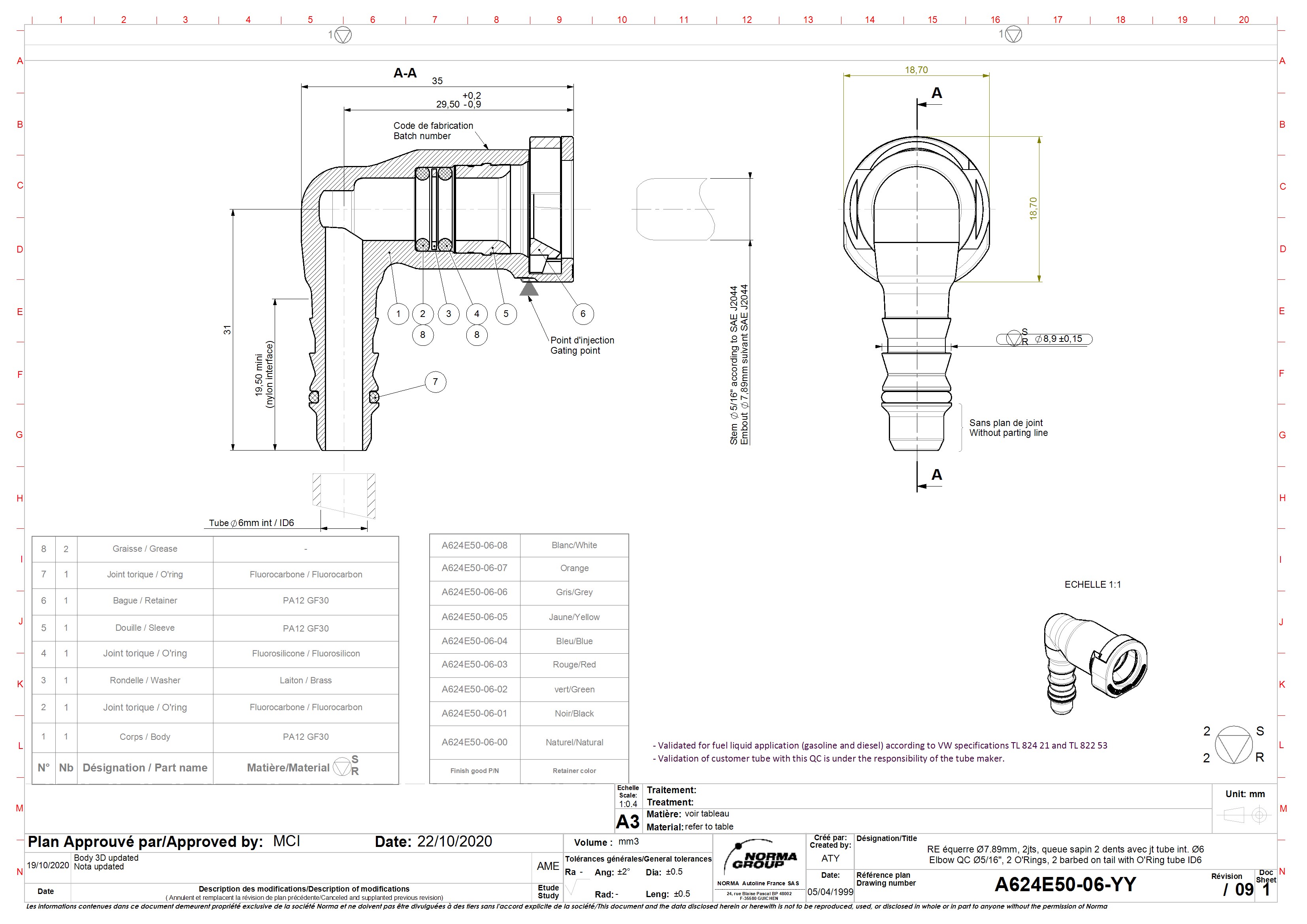 NQ-SR Single-Lock 90°-Steckverbindung NW 5/16", mit 7,4 mm Schlauchanschluss