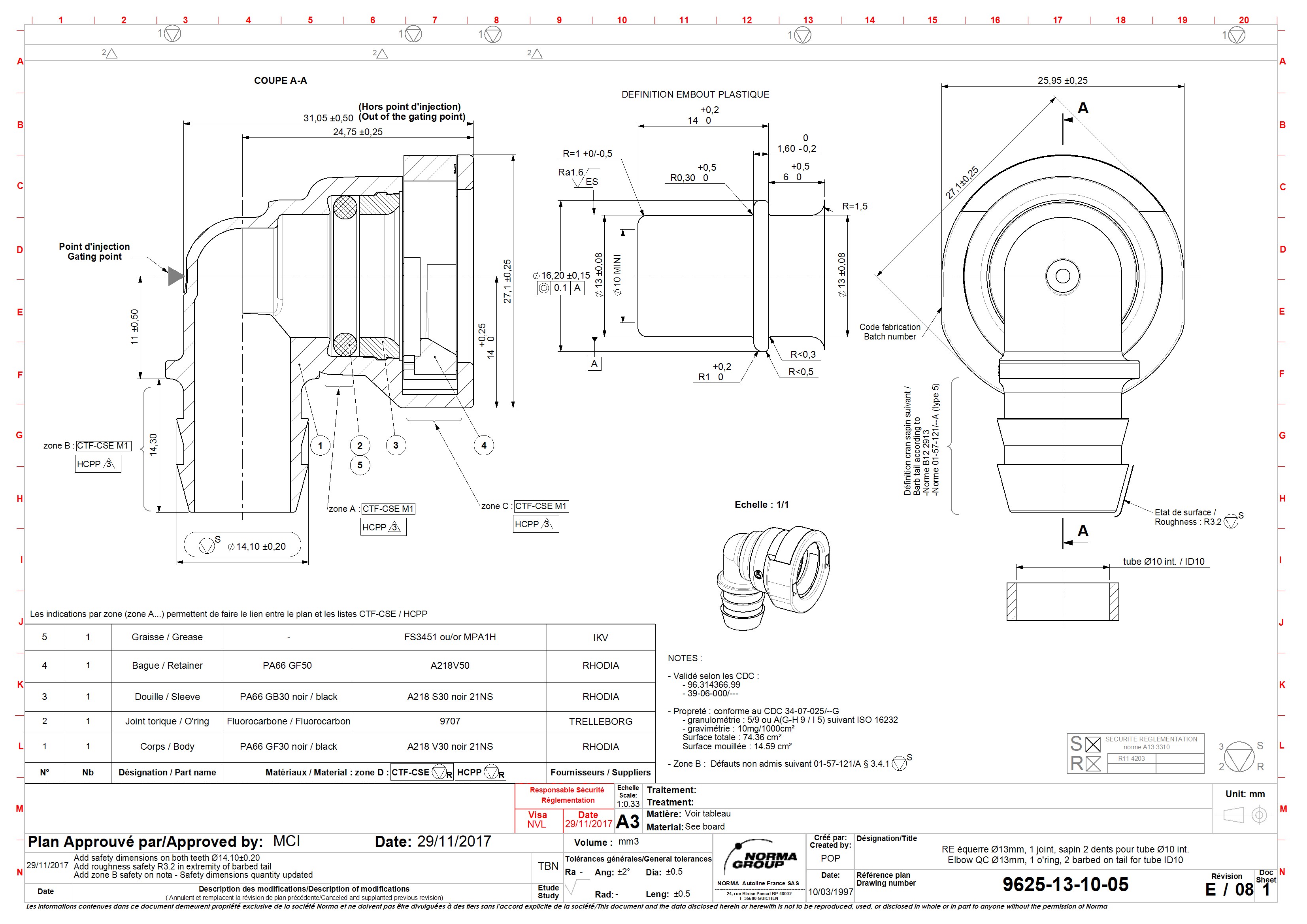 NQ-SR Single-Lock 90°-Steckverbindung NW 13, mit 12,6 mm Schlauchanschluss