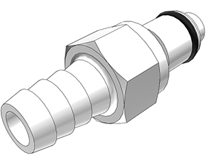 PLCD22006 - CPC Stecker 9,5 mm Schlauchanschluss, mit Absperrventil, Buna-N Dichtung - CAD