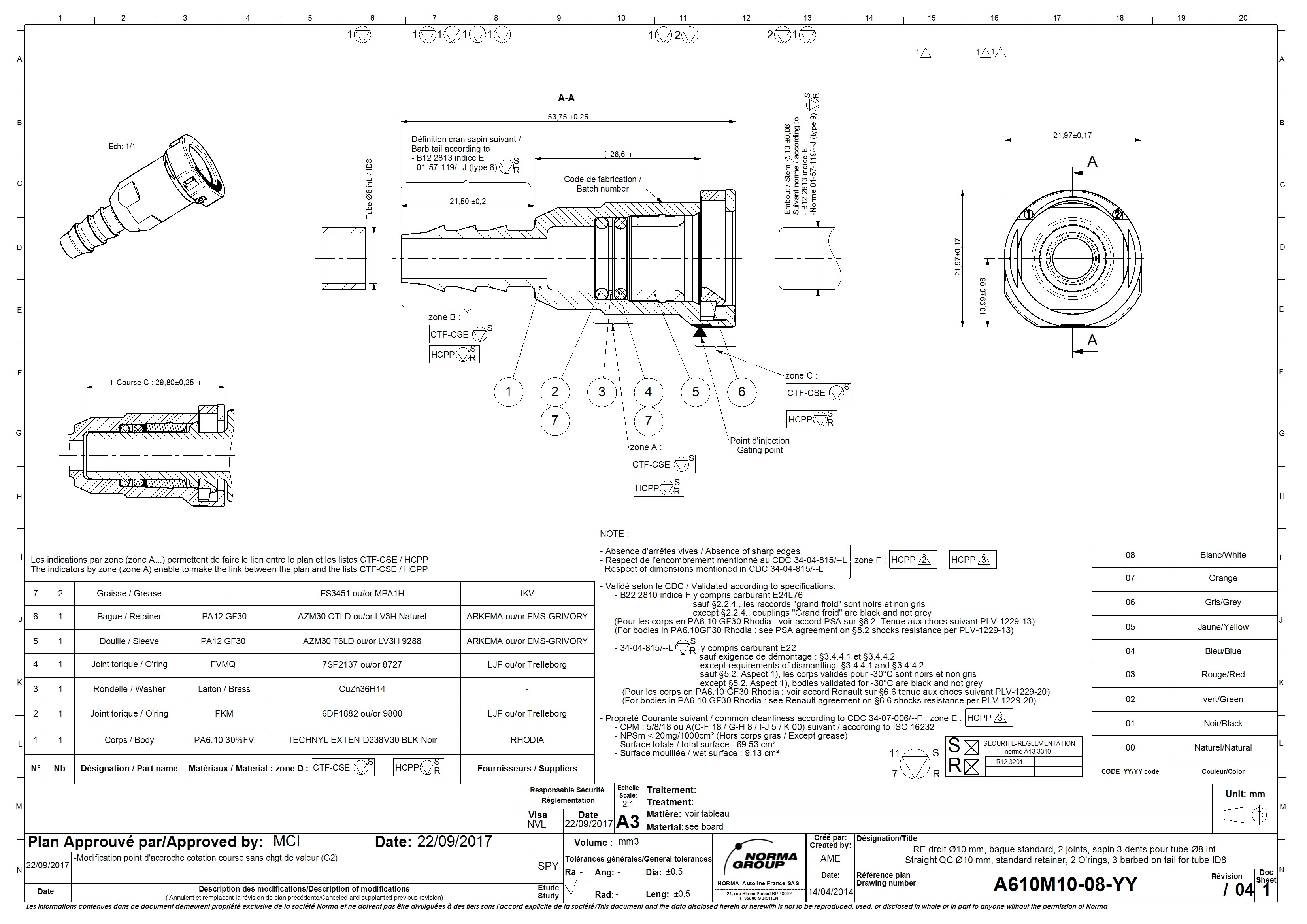 NQ-SR Single-Lock gerade Steckverbindung NW 10, mit 8,9 mm Schlauchanschluss