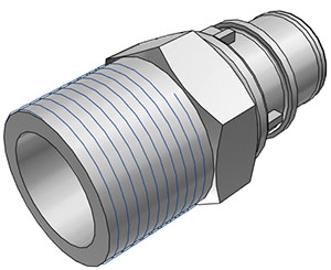 HFC241212 - Stecker 3/4" NPT Außengewinde, ohne Absperrventil, EPDM-Dichtung - CAD