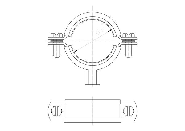 Edelstahl Schraubrohrschelle technische Zeichnung