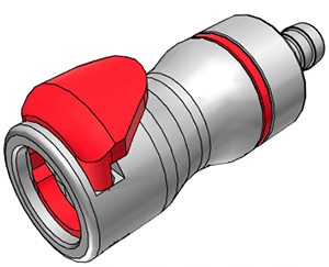 LQ6D17006RED - LQ6 Kupplung mit 9,5 mm Schlauchanschluss und tropfenfreien Absperrventil - technische Zeichnung