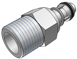 EFCD24612 - Stecker 3/8" NPT Außengewinde, mit Absperrventil, EPDM-Dichtung - CAD