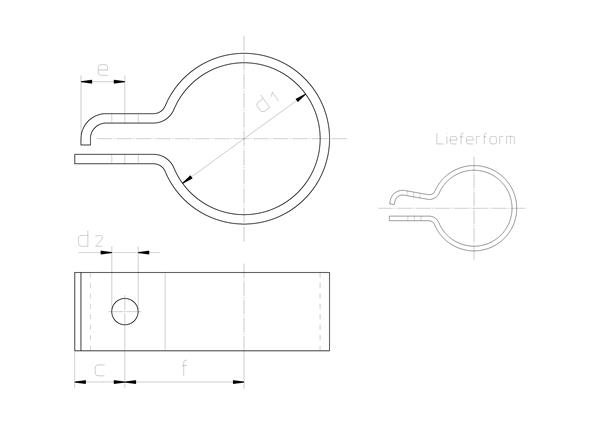 Abgasrohrschelle nach DIN 71555 - technische Zeichnung