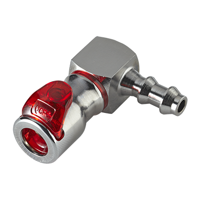 LQ2D3304LRED - Winkel-Kupplung für Flüssigkühlung mit 6,4 mm Schlauchanschluss, mit Absperrventil, EPDM-Dichtung, Rot