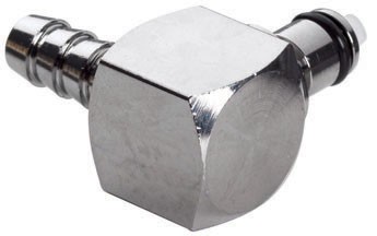 MCD2304 - CPC Metall Winkelstecker 6,4 mm Schlauchanschluss, mit Absperrventil, Buna-N Dichtung