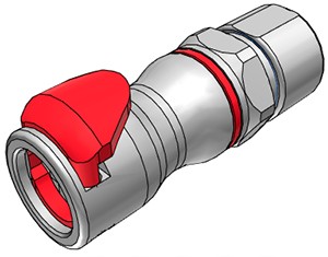 LQ6D13008RED - LQ6 Kupplung mit 9,5 mm ID und 12,7 mm AD Klemmringverschraubung, mit Absperrventil, EPDM, Rot