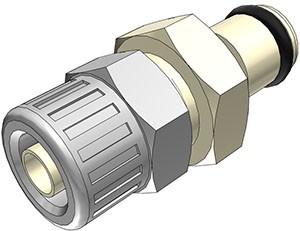 PMC200412 - CPC Stecker 6,4 mm AD / 4,3 mm ID Klemmringverschraubung, ohne Absperrventil, EPDM-Dichtung