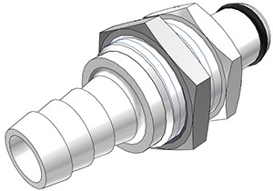PLC42006 - CPC Stecker mit 9,5 mm Schlauchanschluss, Plattenmontage, ohne Absperrventil, Buna-N Dichtung