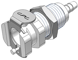 PMCD1602 - Kupplung 3,2 mm Schlauchanschluss, Plattenmontage, mit Absperrventil, Buna-N Dichtung