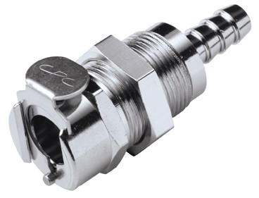 LC16004 - CPC Messing Kupplung mit 6,4 mm Schlauchanschluss, Plattenmontage