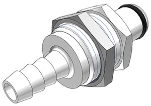 PLC42004 - CPC Stecker 6,4 mm Schlauchanschluss, Plattenmontage, ohne Absperrventil, Buna-N Dichtung