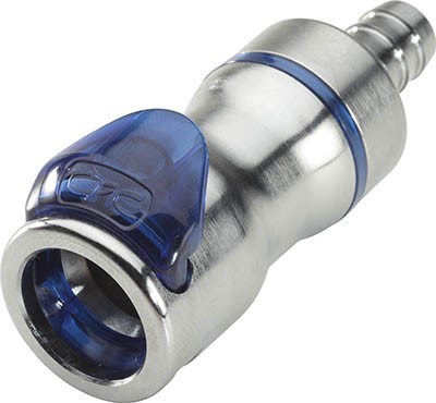 LQ6D17006BLU - LQ6 Kupplung mit 9,5 mm Schlauchanschluss, mit Absperrventil, EPDM-Dichtung, Blau