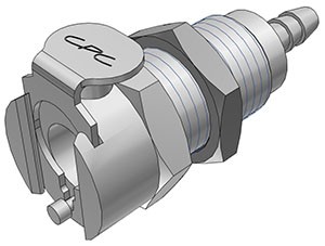 MCD1602 - CPC Industriekupplung 3,2 mm Schlauchanschluss, Plattenmontage, mit Absperrventil, Buna-N Dichtung