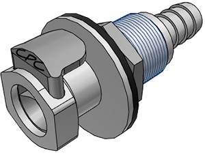 EFCD16612 - Schnellverschlusskupplung 9,5 mm Schlauchanschluss, mit Absperrventil, Plattenmontage, EPDM-Dichtung