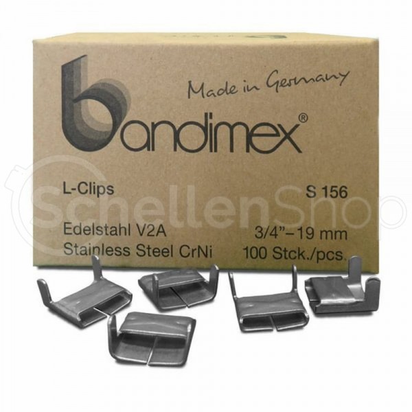 Bandimex S156 L-Clips für Bandbreite 19 mm (3⁄4″), V2A Edelstahl