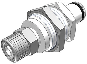 PLC40004 - CPC Stecker 6,4 mm AD / 4,3 mm ID Klemmringverschraubung, ohne Absperrventil, Buna-N Dichtung