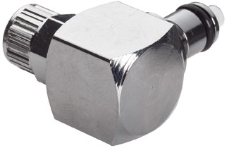 MCD2104 - CPC Metall Winkelstecker 6,4 mm AD / 4,3 mm ID Klemmringverschraubung, mit Absperrventil
